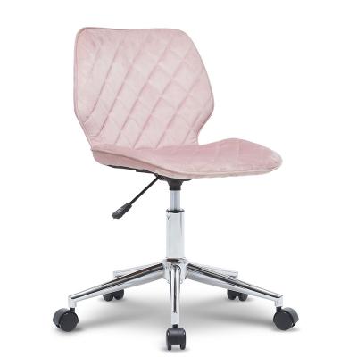 China Office Chair Mid Swivel Velvet Computer Swivel Back Modern Office Chair, Pink for sale