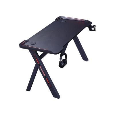 China Other For Gamer Gray Color Light Computer Desks With RGB LED Light Gaming Desk E-sports Table for sale