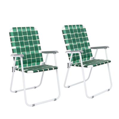 China Easy-carry steel tube pp webbing supporting 120kg folding beach chair band dark green for sale