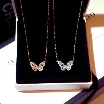 China Trendy Fashion Butterfly Necklace With Zircon New Design Women Jewelry Choker Necklace for sale