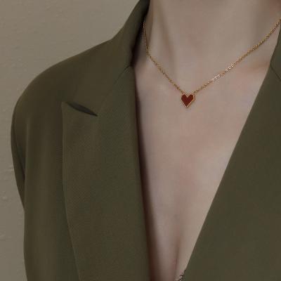 China FASHIONABLE Best Seller Heart Shape Stainless Steel Necklace With Gold Plated Women Necklace Jewelry for sale