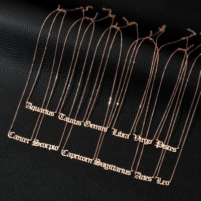 China 2021 Hot Sale TRENDY 12 Zodiac Necklace Designs Stainless Steel Gold Chain Necklace for sale