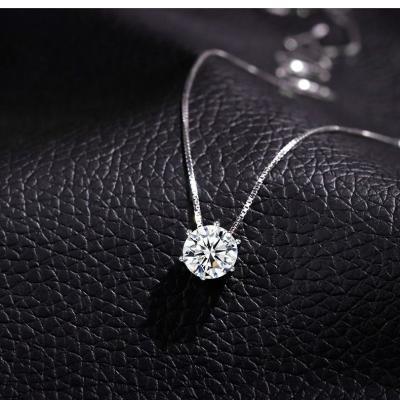 China 2021 FASHIONABLE 925 Korean Jewelry Sterling Silver Crystal Necklace Zircon Pendant Necklace For Women for sale