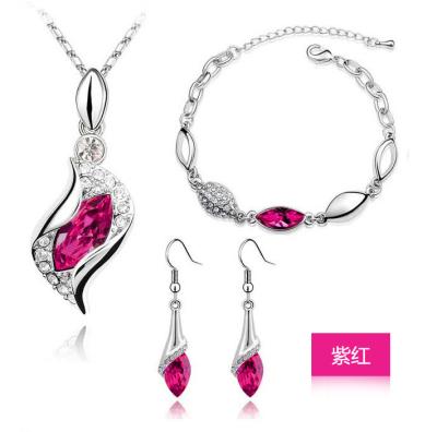 China TRENDY Best Selling Colorful Crystal Jewelry Sets With Earring Necklace And Bracelets Women Fashion Jewelry for sale