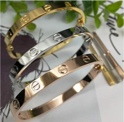 China TRENDY Stainless Steel Screw Bangle With 4pcs Diamond Bangle And Gold Plated Bangle Jewelry for sale