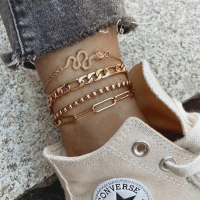 China Newest punk snake chain anklets for women 2021 trend jewelry foot bracelet anklets for sale