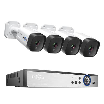 China Hiseeu 4PCS 4K 8MP 8Channel POE NVR Nightvision IP Bullet CCTV Security System Set Outdoor Smart Two Way Audio CCTV for sale