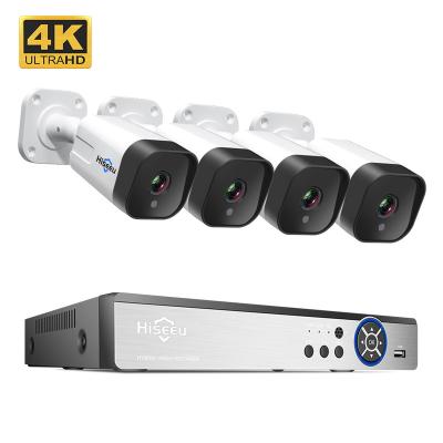 China Hiseeu 4K CCTV NIGHT VISION Outdoor 8 Channel NVR POE Kit Security System Kit H.265 Camera IP Surveillance P2P With Two-Way-Audio for sale