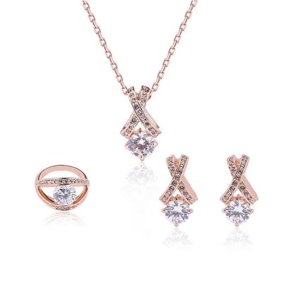 China Romantic Fashion Made In China Quality Jewelry American Wholesale Diamond Necklace Jewelry Sets For Women for sale