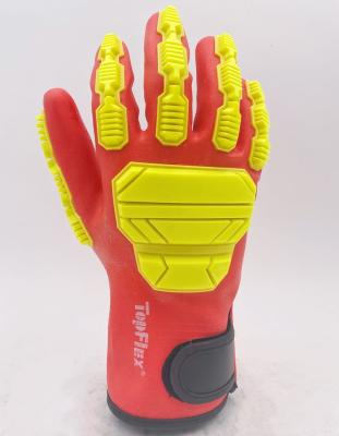 China Anti-slip hook and loop cuff pvc coated waterproof winter glove anti impact TPR glove for sale