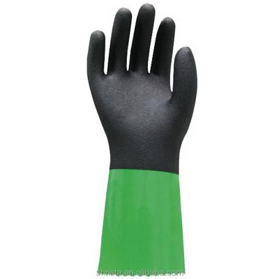 China Cotton Anti-Slip Seamless Liner With Green PVC Coated Gloves for sale