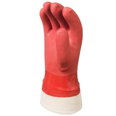 China Cotton Liner PVC Coating Anti-Slip Knitting Glove With Rib Cuff for sale