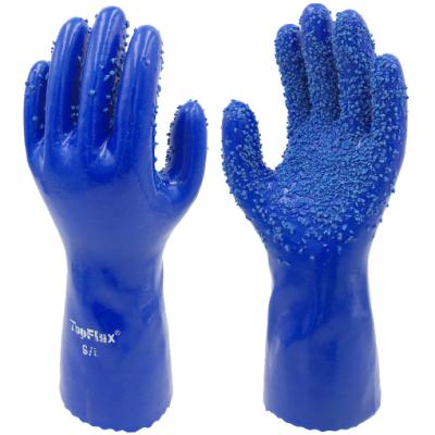 China 30cm Length Anti-Slip Oil Resistant Big Grip Worker Gloves With PVC Granules for sale