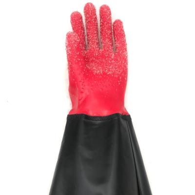 China 40cm Water Proof Long Sleeve Anti-Slip Safety Hand Gloves Fishing Gloves PVC Pellets for sale