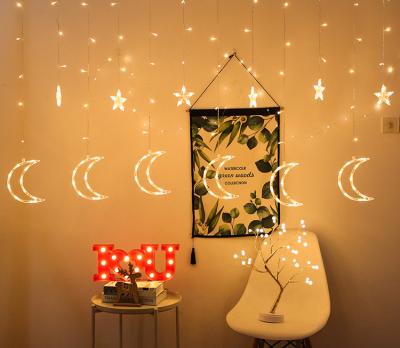 China Custom Factory Price EID Mubarak Arab Middle East New Year Moon and Star Shape Decorative Holiday Wall Light for Ramadan Christmas for sale