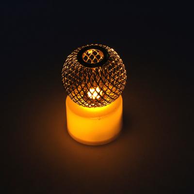 China Holiday High Quality Warm Light Gold Iron Holiday Battery Operated Moving Wick Outdoor Indoor Dress Led Artificial Tea Candle Light for sale