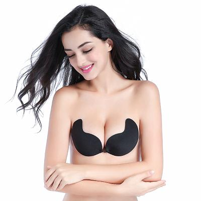 China QUICK DRY Women Mango Shape Reusable Strapless Backless Nipple Covers Breast Front Buckle Silicone Adhesive Bra for sale