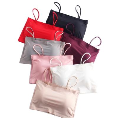 China Seamless comfortable chest wrapped ice silk bralette wireless traceless seamless tube padded top bra for sale