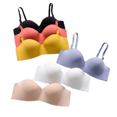 China Hot Selling Removable Straps Antibacterial Push Up Seamless One Piece Women Strapless Tube Bra for sale