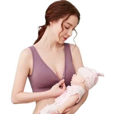 China Pump Women Plus Size Maternity Bra Front Open Button Cotton Feeding Care Bra Gathered Pregnant Maternity Nursing Bra for sale