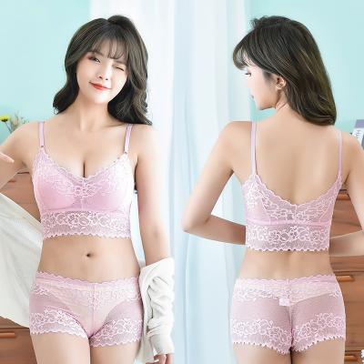 China Dropshipping Breathable Stylish Panties Sets Lace Shorts And Bra Set Lady for sale