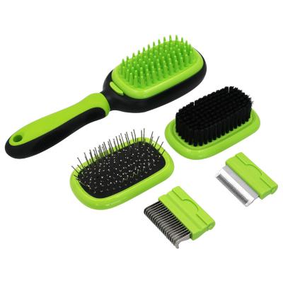 China Stainless Steel Sustainable Hair Removal Self Cleaning Double Side Double Side Grooming Pet Dematting Comb for sale