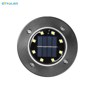 China Lighting Functions COYOLED Waterproof ABS Plastic Solar Disc LED Ground Light For Garden for sale