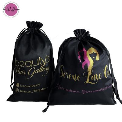 China Custom Made High Quality Satin Hair Extension Shopping Packaging Bag With Silk Tassels Bags for sale