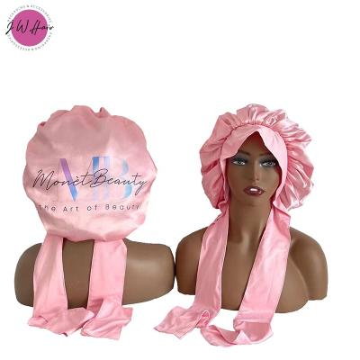 China Wholesale Soft Feeling Double Layer Women's Hoods Hair Care Spandex Sleep Satin Hood Adjustable for sale