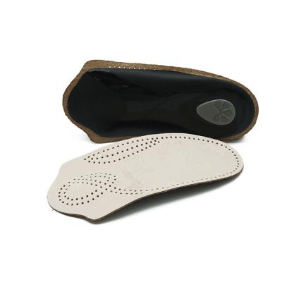 China 3/4 Adjustable Leather Insole Anti Sweat Foot Arch Support Orthotic Leather Insole for sale