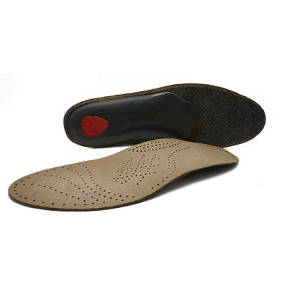 China Good Quality Comfortable Genuine Leather Arch Leather Insole Support Orthotic Insoles Flat Foot for sale