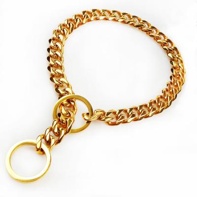 China Custom Micro Stocked Pave O Shape Link Dog Chain Stainless Steel Adjustable Choke Pet Collar 12mm Cuban Gold for sale