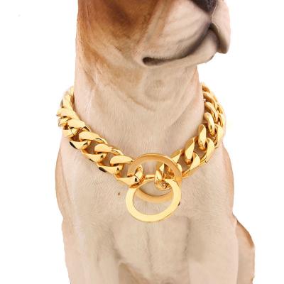 China Durable Stored Dog Choker Gold Plating Stainless Steel Dog Collar Choke Chains for sale