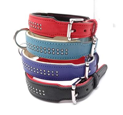 China Pet Collar Neck Band Collar Top Layer Cowhide Stocked Leather Dog Collar for sale