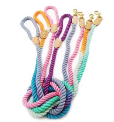 China Dogs China 100% Cotton Dog Collar Cotton Rope Leather Colorful Dog Collar for sale