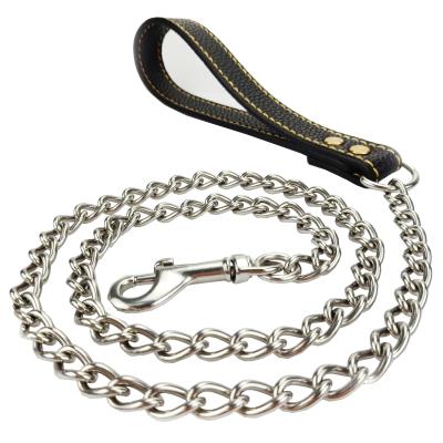 China Wholesale Stocked Double Factory Price Stainless Steel Dog Cuban Link Chain Dog Collar And Leash Set In Stock for sale