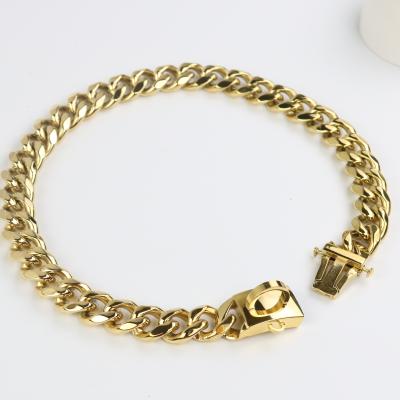 China China Pet Factory 31MM Gold Buckle Stainless Steel Dog Chain Collar Padded Collar Collar for sale