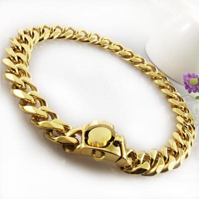 China Amazon Stocked Hot Selling Dog Chain Necklace With Buckle 25MM/32MM Stainless Steel Metal 18K Strong Resistant Gold Cuban Link Chok for sale