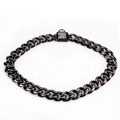 China Resistant Cuban Stocked Width Rose Gold Dog Chain With Safety With CZ Diamond For Dog for sale