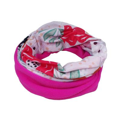 China 100% Polyester Customize Flower Design With Fuchsia Fleece Multi usage Wholesale Factory Supply High Quality Multifunctional Warm Headgear for sale