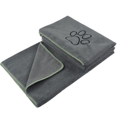 China SINLAND Microfiber Sustainable Ultra Absorbent Pet Towel With Embroidered Paw Print 30