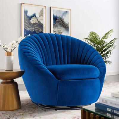 China Luxury home living room furniture living room chair Italian blue rotary single sofa chair warm tufted velvet for sale