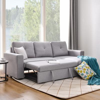 China Modern Extendable Sofa Set Minimalist Folding Sofa Bed Pull Out Storage L Shaped Sectional Sleeper Sofa Bed With Storage Chaise for sale