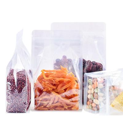 China 100Pcs Food Grade Resealable Moisture Proof Packaging Clear Flat Bottom Pouch Plastic Bag for sale