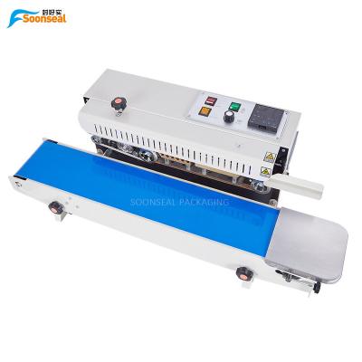 China FR-900 Automatic Horizontal Food Plastic Bags Heat Sealing Machine Continuous Band Sealer Machine for sale