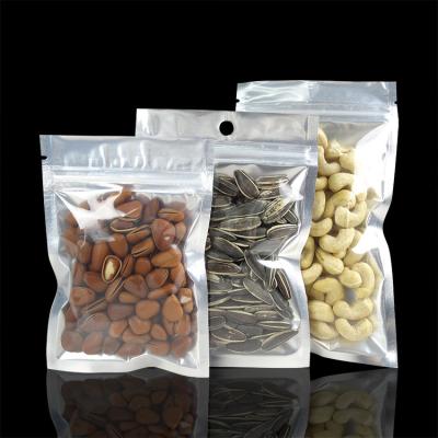 China Front Window Aluminum Zipper Snacks Recyclable Clear Nuts Packaging Three Side Seal Bag for sale