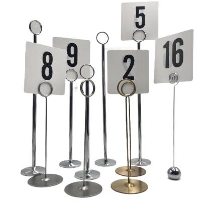 China Custom Stainless Steel Wholesale Stainless Steel Logo Restaurant Place Card Holder Table Number Holder for sale