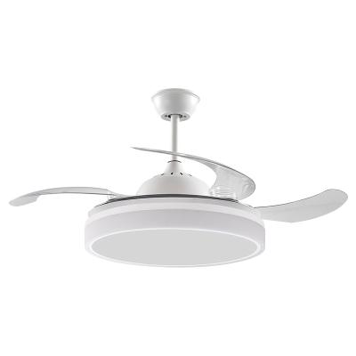 China Modern Fashion Round Ceiling Remote Control Hidden Blade 2 In 1 White Ceiling Fan And Light for sale