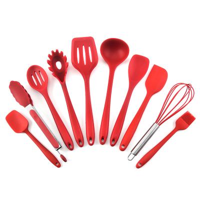 China Viable Silicone Kitchenware Nonstick Heat Resistant Cookware Set 10 Pieces Silicone Kitchenware for sale