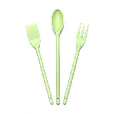 China Viable Silicone Cutlery Cooking Spoon Shovel Fork 3 Pieces Utensil Spatula Kitchen for sale